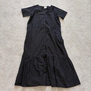 Tribe Alive Laude the Label Poplin Shirt Dress Womens XS Black Cotton Maxi Dress